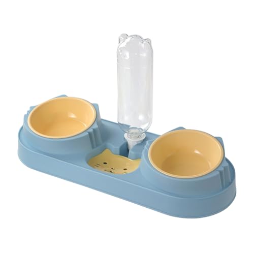 Factorys Pet Automatisches Futternapf-Set für Haustiere, auslaufsichere Tränke Verstellbarer Futternapf für Hunde/Katzen mit Nackenschutz (Light Blue, 42x18x17cm) von Factorys