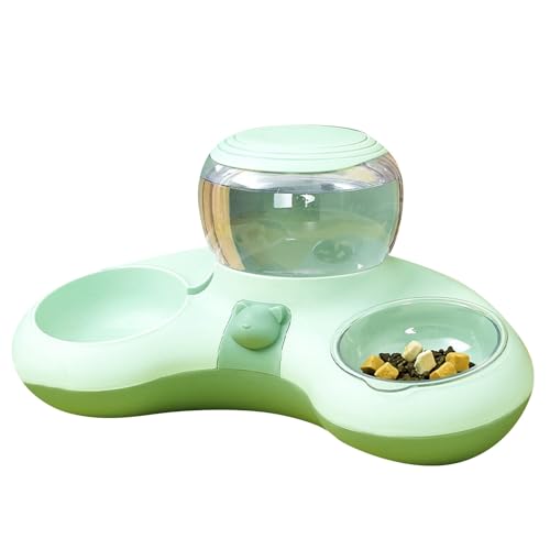 Factorys Pet Haustier-Katzennapf Hundenapf Automatische Trinkwasserfütterung Doppelnapf Verärgerter Hundenapf Katzenfutter Wassernapf Katzenfutternapf (Green, 39x16x20cm) von Factorys