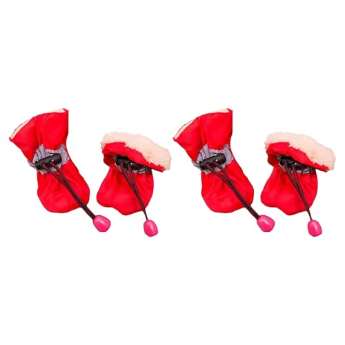 Factorys Valentinstag Hundestiefel Schutz rutschfeste Winter-Hundeschuhe mit reflektierenden Riemen Winter warme Haustier-Hundeschuhe rutschfeste Regen-Schneestiefel Welpen für kleine (Red, A) von Factorys