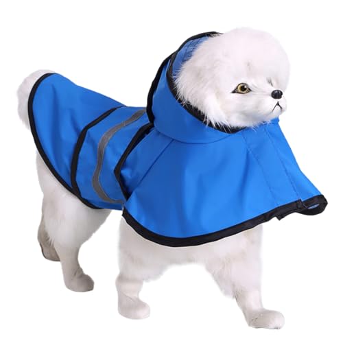 Factorys Vier Jahreszeiten Haustier Regenmantel Große und kleine Hunde Regenmantel Reflektierende Streifen Einfacher Stil Haustier Outdoor-Aktivitäten Regenausrüstung Regenbogen Regenjacke (Blue, M) von Factorys