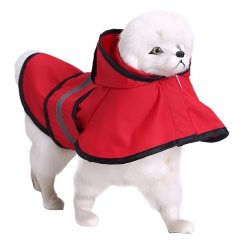 Factorys Vier Jahreszeiten Haustier Regenmantel Große und kleine Hunde Regenmantel Reflektierende Streifen Einfacher Stil Haustier Outdoor-Aktivitäten Regenausrüstung Regenbogen Regenjacke (Red, M) von Factorys