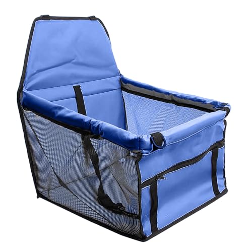 Hunde Autositz, Atmungsaktiver Faltbarer Hundeautositz Hundekorb, Faltbar Hundeautositz für Rückbank für Kleine bis Mittlere Hunde 40x30x25cm (Blau, One Size) von Factorys