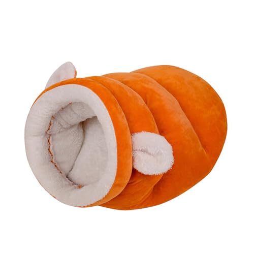 Katze Winter Schlafsack, Katzenschlafsack für Zimmerkatzen, weicher Plüsch großer Katzensack selbstwarmes Katzenbett, Komfortabler Halbgeschlossenes Haustierschlafbett (Orange, 40x30CM) von Factorys