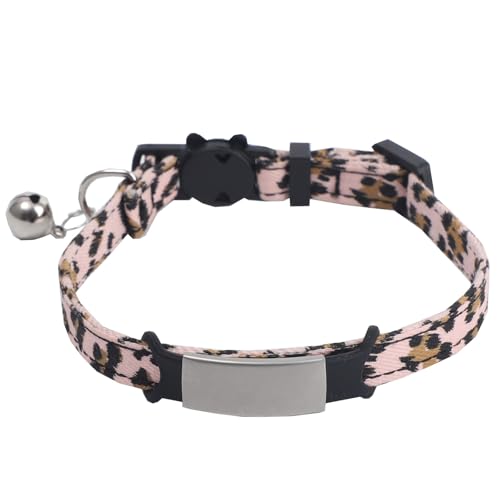 Katzenhalsbänder mit Glocke, Weich & Komfort Hunde Halsband, Verstellbares Leopard Pattern Halsband für Katze, Welpen, kleine Hunde von Factorys