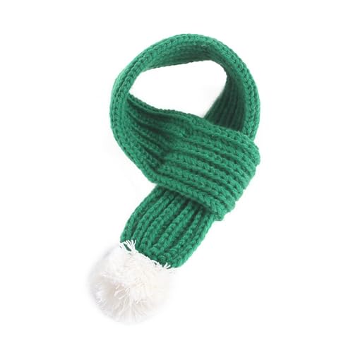 Weihnachten Haustier Schal Haustier Winter Strickschal Haustier Winter Halswärmer Kostüm mit weißem Pompon Party Dressup Weihnachten süß dekorieren Geschenk grün Geschirr Und Halsband (B, One Size) von Factorys