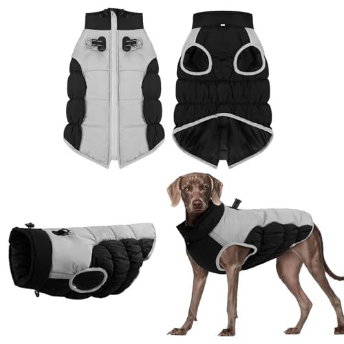 Winter Warme Hundejacke Winddicht Hundemantel für Mittelgroße Hunde Wasserdicht Wintermantel Reflektierender Rollkragenpullover Hundejacke Ärmellose Haustier Kostüm Outdoor von Factorys