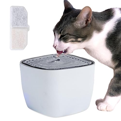 Automatischer Wasserspender für Katzen | Haustier-Trinkbrunnen für Katzen und Hunde,Automatischer 2,5-Liter-Trockenbrunnen für Katzen mit intelligentem LED-Licht für Hauskatzen/Hunde von Facynde
