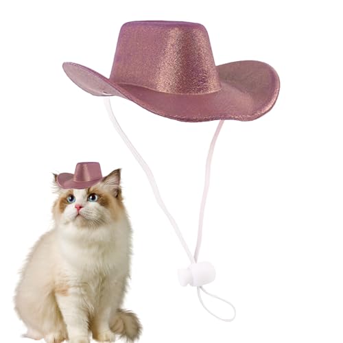 Cowboyhut für Katze, Haustier-Cowboyhut,Kätzchenhut Halloweenkostüme Haustierhut - Glänzende Cowboyhüte, kleines Cowboyhut-Hundekostüm, Katzenhut-Cosplay-Requisite, Western-Cowboy-Kostümzubehör von Facynde