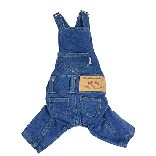 FacynChien Hemden Kleidung Denim Latzhose – Kleidung aus Denim | Pet Dog Denim Jumpsuit Plaid Hoodies Welpen Latzhose Jeans Jacke Kleidung für kleine Hunde von Facynde