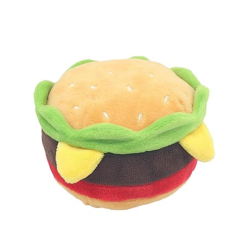 Facynde Hamburger-Haustierspielzeug, Simulation Pommes Frites weiches Plüschspielzeug, Geräuschspielzeug für die Reinigung von Backenzähnen und Zähnen bei Welpen, quietschendes Kauspielzeug für Hunde von Facynde