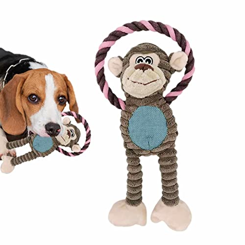 Facynde Kuscheltier Hund Kauspielzeug | Welpen Zahnreinigung Kauspielzeug,Seil-Plüsch-Hundespielzeug, Welpenspielzeug mit BB-Ohrhörer zum Zahnen, Tauziehen, Haustierspielzeug von Facynde