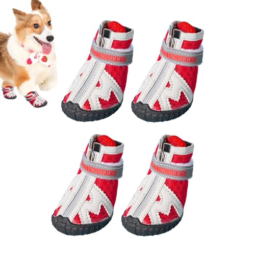 Facynde Hundeschuhe Outdoor,Hundestiefel - 4 Stück tolle Stiefeletten für Hundepfoten | Hundeschuhe in 5 Größen, atmungsaktiv, verhindert EIN Verrutschen der Hundeschuhe mit robuster Gummisohle für von Facynde