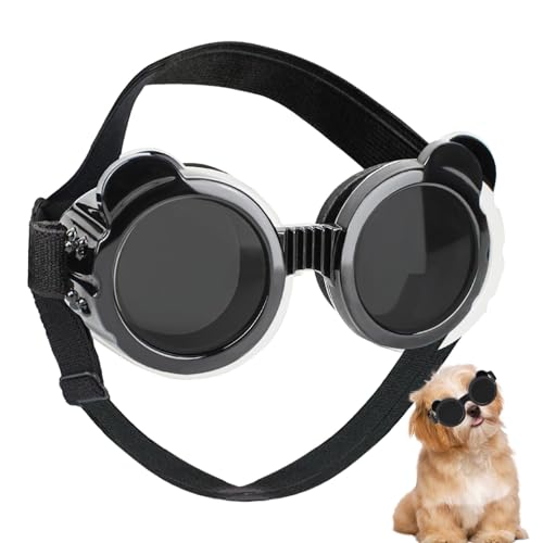 Hundesonnenbrille, Hundebrille,Brillen-Sonnenbrillen für Hunde - Antibeschlag-Schutzbrille für Hunde, Outdoor-Schutz mit verstellbarem Riemen für kleine und mittelgroße Hunde von Facynde