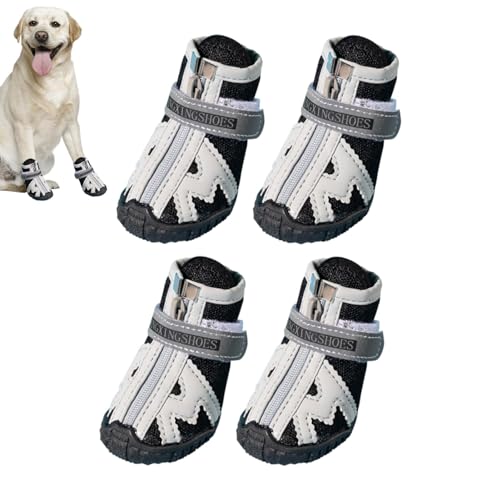 Hundestiefel, rutschfeste Hundeschuhe | 4 Stück tolle Stiefeletten für Hundepfoten,Hundeschuhe in 5 Größen, atmungsaktiv, verhindert EIN Verrutschen der Hundeschuhe mit robuster Gummisohle für von Facynde