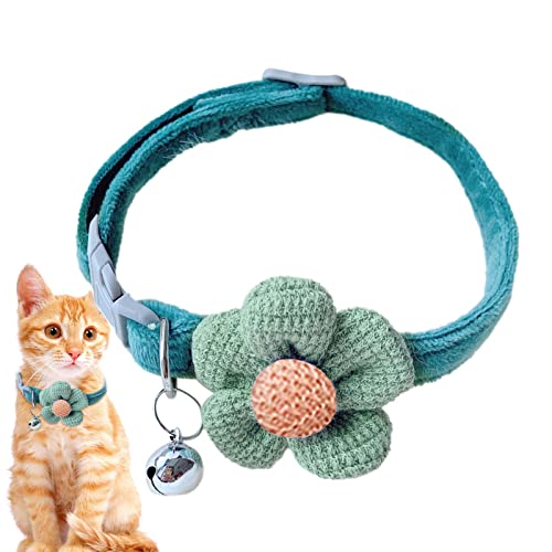 Kätzchen-Halskette mit Blume | Verstellbares Kätzchenhalsband mit Blume - Halsbandglocke für Haustiere Mädchen Katzen von Facynde