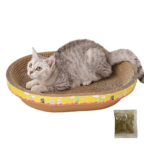 Katzen-Kratzblock Oval | Kratzbrett aus Wellpappe für Katzen - Kratzschale mit Katzenminze, Katzenkratzbett, Relaxing Pad, Lounge Bed, Schützt Möbel von Facynde