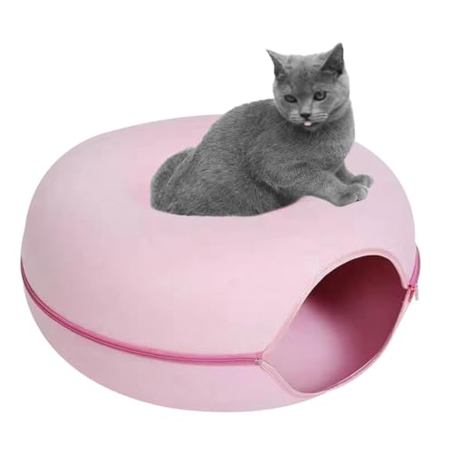 Katzenhöhle, Katzenbett Flauschig, Katzen Donut Tunnel, Katzentunnel Aus Filz Mit Waschbarem Kissen Bezug KatzenTunnel Spielzeug Kann Für Katzen Katzenspielzeug Verwendet Werden,katzentunnel von Facynde