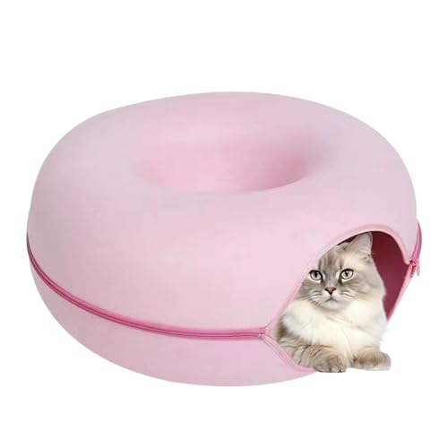 Katzenhöhle, Katzenbett Flauschig, Katzen Donut Tunnel, Katzentunnel Aus Filz Mit Waschbarem Kissen Bezug KatzenTunnel Spielzeug Kann Für Katzen Katzenspielzeug Verwendet Werden,katzentunnel von Facynde