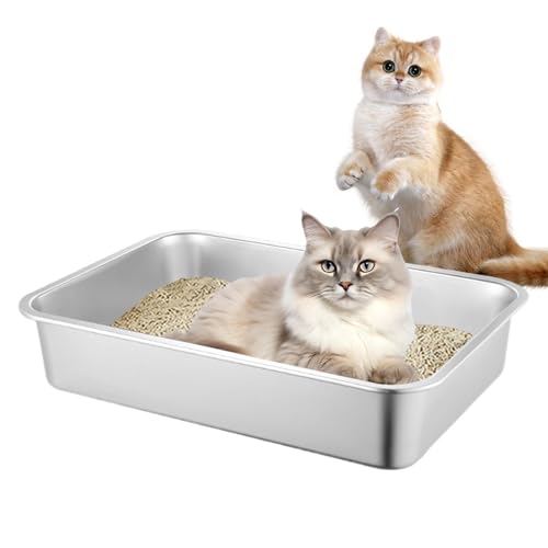 Katzentoilette EdelstahlLitter Box Katzenklo, Katzen Und Kaninchen Niemals Gerüche, Fleckfrei, Rostfrei, Antihaft Glatte Oberfläche, Anti-Rutsch Katzenklo Katzenklo Edelstahl von Facynde