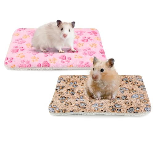 2 Stück Kleintier-Plüschbett, verdicktes Hamster-, Meerschweinchen-Bett, warmes, weiches Fleece, Meerschweinchen-Bettwäsche für Kaninchen, Kätzchen, Hasen, Chinchilla, Eichhörnchen, Igel, 36 x 26 cm von Fadcaer