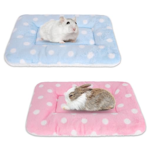 2 Stück Kleintier Plüschbett,Kätzchen Winter Warm Fleece Pet Pad,Rosa Waschbare Flauschige Pet Pad,Hamster Blau Wiederverwendbare Plüschbett,Decke Schlafkissen Pet Pad für Eichhörnchen Hase Igel von Fadcaer