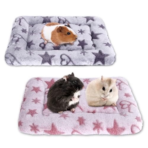 2 Stück Warme Kleintier Plüschbett Rutschfest Flauschige Plüschbett für Kleine Tiere Winter Flanell Fleecedecke Bettmatte für Eichhörnchen Meerschweinchen Chinchilla Kaninchen Meerschweinchen (Stern) von Fadcaer