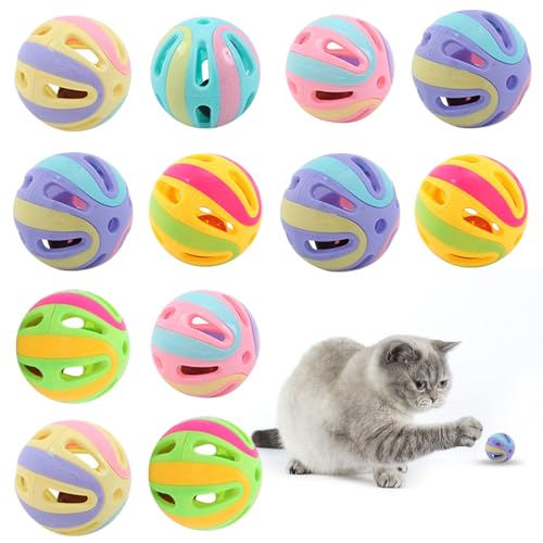 Fadcaer Katzenspielzeugbälle, 5 cm, Katzenglocken-Ball, Spielzeug für Aktivität, Jagd, Training, bunte interaktive Bälle aus Kunststoff, Katzenspielspielzeug mit Glocke, Katzenspielzeug für von Fadcaer