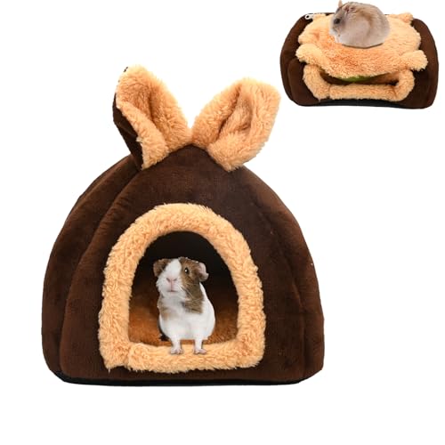 Fadcaer Meerschweinchen Bett,Meerschweinchen Kuschelhöhle,Hamsterbett Kaninchenbett Kleintierbett,Meerschweinchenhöhle für Hamster,Chinchillas,Häschen,Meerschweinchen (M, Braun-1) von Fadcaer