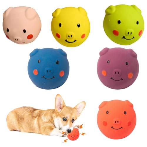 Fadcaer Quietschendes Hundespielzeug, Latex-Spielzeug mit Quietscher, interaktives Kauspielzeug, Hundespielzeug gegen Langeweile, buntes Gummi-Hundespielzeug, Ball, Welpenspielzeug für kleine Hunde, von Fadcaer