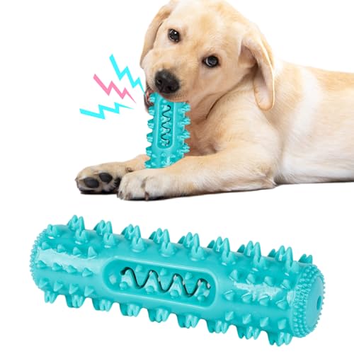 Fadcaer Quietschendes Kauspielzeug für Hunde, unzerstörbares Zahnbürstenspielzeug, interaktives Welpen-Kauspielzeug für Naturkautschuk, Kauspielzeug, Knochen für die Zahnreinigung des Hundes für von Fadcaer
