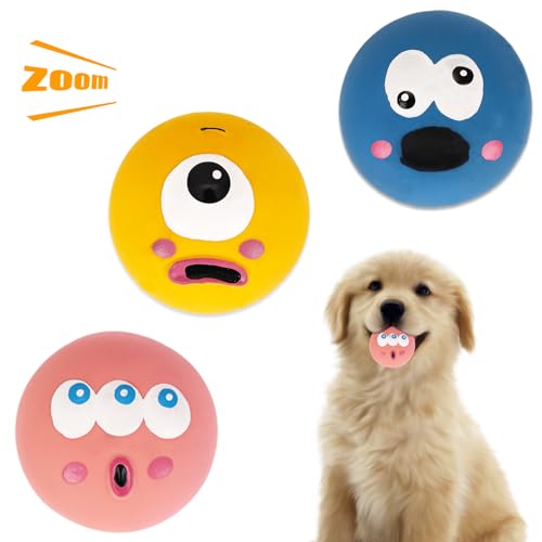 Fadcaer Quietschspielzeug für Hunde, 3 Stück, weiche Latex-Bälle, 6 cm, quietschender Hundeball für kleine Hunde, Welpen, hohe Elastizität, Zahnreinigung, Rosa, Gelb, Blau, 3 Stück von Fadcaer