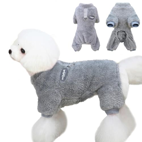 Fleece-Pullover für Hunde, Samt, warmer Hundepullover für den Winter mit Beinen, Mäntel, winddicht, Hunde-Jumpsuit, Welpenkleidung mit Leine, bequeme Haustierjacken für kleine, mittelgroße Haustiere, von Fadcaer