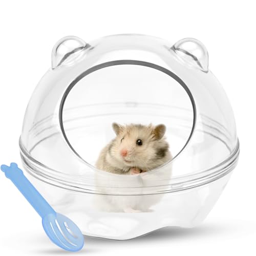 Hamster-Sandbadbehälter, Kleintier-Badewanne mit Sandschaufel, transparent, für Hamstertoilette, Hamster, Badezimmer für Rennmäuse, Zwerghamster, Meerschweinchen, Haustierkäfigzubehör (14 x 14 x 11 von Fadcaer