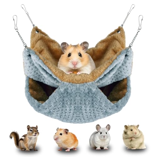 Haustierkäfig-Hängematte, hängende Tier-Hängematte, Winter, warm, Hamster-Hängematte, kleine Haustiere, doppellagiges Hängebett, Fleece, Haustier-Bettwäsche für Hamster, Chinchilla, Eichhörnchen, von Fadcaer