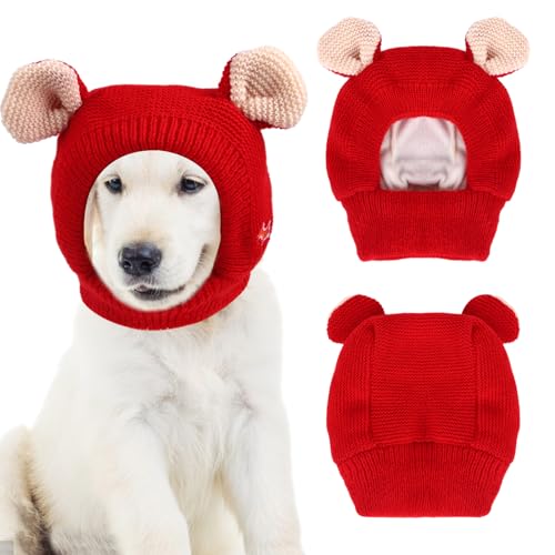 Hunde-Wintermütze, warme Wintermütze, verrückte süße Katze, flauschig, warme Mütze, gestrickte Haustiermütze, Bärenohren-Design, Hunde-Kopfbedeckung, Haustierzubehör für Kätzchen, Welpen, kleine, von Fadcaer