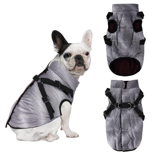 Hundejacke, Hunde-Winterjacke mit D-Ring für Welpen, kleine Hunde, verstellbar, Wintermantel, Haustier, warme Jacke, Outdoor-Hundegeschirr, Mantel, warme Fleece-Weste, kalte Winterkleidung (XL) von Fadcaer