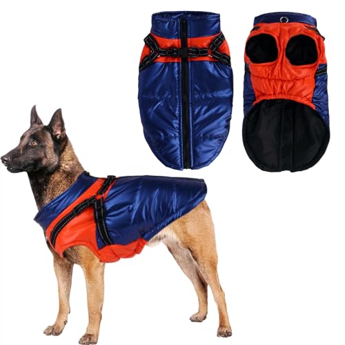 Hundejacke wasserdicht, Winter-Hundemantel wasserdicht mit Geschirr, reflektierende Hund Kaltwetterjacke, Hundewinterjacke, Weste, verstellbare warme Hundemanteljacke für kleine mittelgroße Hunde von Fadcaer