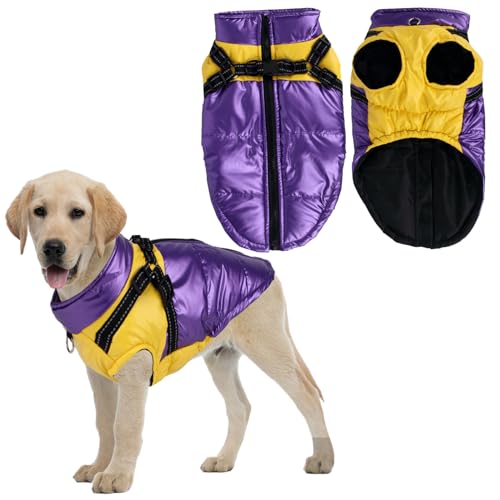 Hundejacke wasserdicht, Winter-Hundemantel wasserdicht mit Geschirr, reflektierende Hunde Kaltwetterjacke, Hundewinterjacke, Weste, verstellbare warme Hundemanteljacke für kleine mittelgroße Hunde von Fadcaer