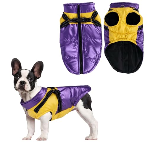 Hundejacke wasserdicht, Winter-Hundemantel wasserdicht mit Geschirr, reflektierende Hunde Kaltwetterjacke, Hundewinterjacke, Weste, verstellbarer warmer Hundemantel Jacke für kleine mittelgroße Hunde von Fadcaer