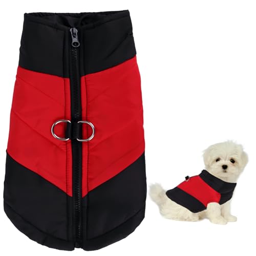 Hundemantel mit D-Ring, winddichte Welpenweste für Hunde, Winterweste, warme Fleecekleidung, reflektierende Weste, Haustier-Hundemantel, Welpenjacke, Weste, Kleidung, Hunde-Winterjacke für kleine von Fadcaer