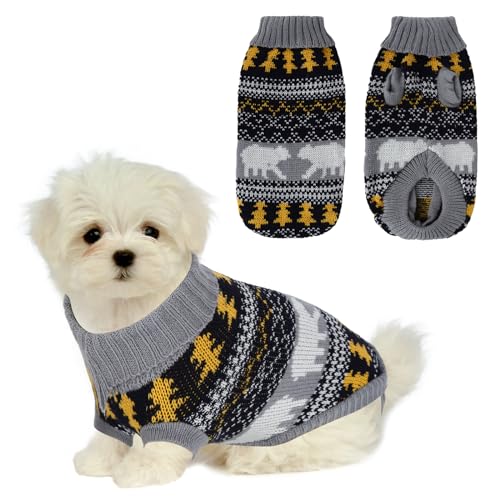 Hundepullover Kleine Hunde Katze,Winter Warmer Haustier Welpenpullover,Katze Hunde Strickpullover Rollkragenpullover Haustiermantel,Haustier Winterkleidung Pullover Bekleidung für Welpe Kätzchen (M) von Fadcaer