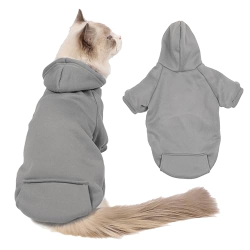 Kleine Hunde Hoodies Kleidung Baumwolle, Warme Welpen Kleidung Pullover, Sof Puppy Kätzchen Baumwolle Hoodies Mantel, Haustier Kapuzenkleidung für kleine Hunde Katze Winter Sweatshirt (S, Grau) von Fadcaer