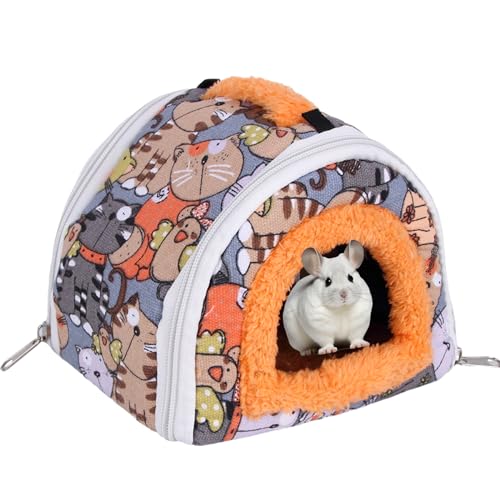 Kleintier-Plüschbett, Meerschweinchen-Bett, Haus, warmes Hamsterhaus, Kaninchenbett, Höhle, großes Versteck für Chinchilla, Meerschweinchen, Winternestbett mit Reißverschlussöffnung für Frettchen, von Fadcaer