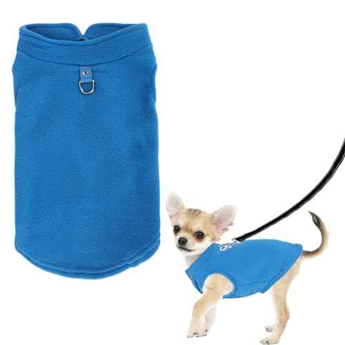 Winter Hundemantel Warme Pullover Hundepulli mit D-Ring Fuzzy Sweatshirt Kleine Winddichter Hundeweste mit Reflektierende Fleecejacke für Mittelgroße Hunde Chihuahua Katzen (L, Dunkelblau) von Fadcaer