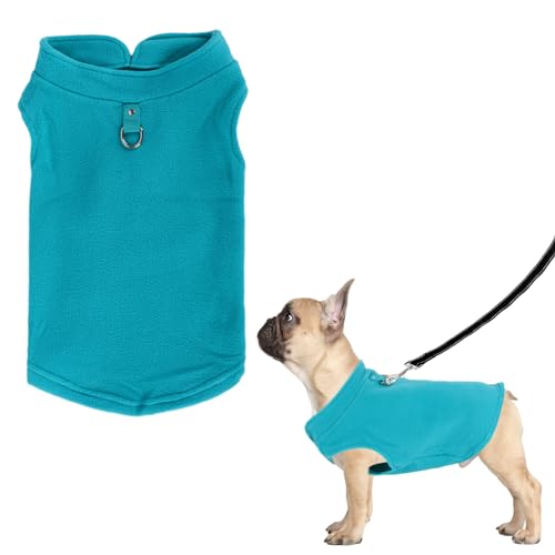 Winter Hundemantel Warme Pullover Hundepulli mit D-Ring Fuzzy Sweatshirt Kleine Winddichter Hundeweste mit Reflektierende Fleecejacke für Mittelgroße Hunde Chihuahua Katzen (L, Hellblau) von Fadcaer