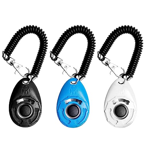 FadyDail 3 Pack Hundetraining Clicker mit Handschlaufe, Pet Clicker für Welpen Training, Pet Training Striker für Welpen Vogel Pferd Tiere (3 Farben) von FadyDail