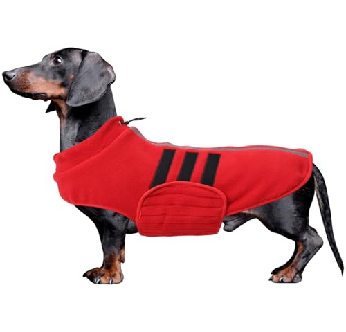 Dackelpullover, kleine Hundepullover, Dackelkleidung für Miniatur, Fleece-Hundemantel, warmer Hundemantel für mittelgroße Hunde, Mädchen, Hündinnen, Winterjacke für Welpen, Bekleidung und Zubehör von Faihats