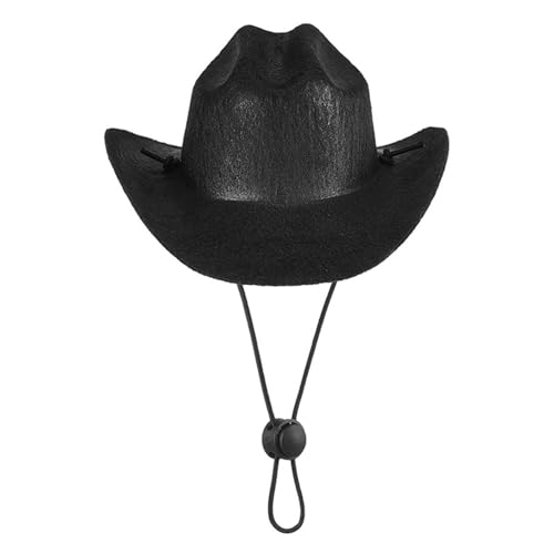 Fairnull Einzigartiger Haustierhut, modisches Accessoire, Haustierhut, modischer Western-Stil, Hunde, Cowboyhut, verstellbare Katzen, Kopfbedeckung, Cosplay-Outfit, Requisite, Haustierbedarf, Schwarz von Fairnull