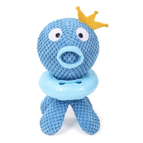 Fairnull Pet Chew Toy Verschleißfestes Hund Octopus Form Quietschend Interaktives Zähneknirschen Plüsch mit Futter Leckage Design Blau von Fairnull