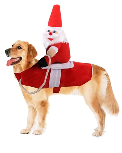 Weihnachts-Hundekostüm, Haustierkleidung, Weihnachtsmann, reitet auf Haustier, Cosplay, Party, Verkleidung, Hunde-Outfit (Größe XL) von Fairy Sassy